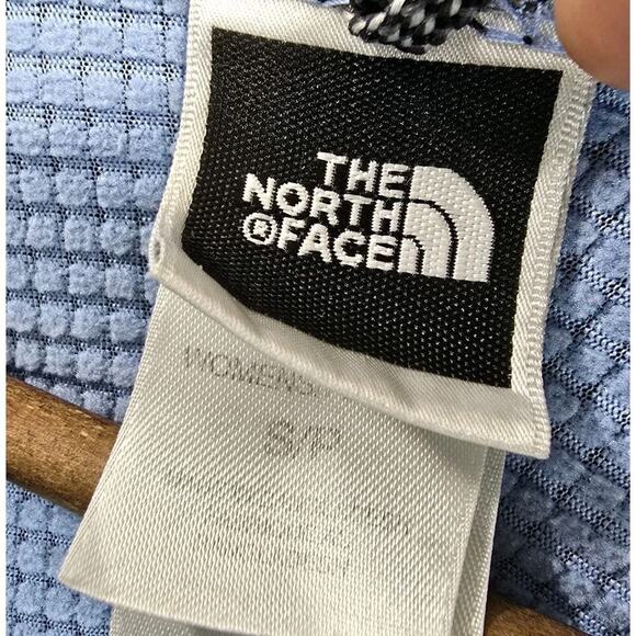 The North Face Jacket Women Small Black Blue Micro Grid Fleece Zip Hood Windwall - Picture 3 of 12